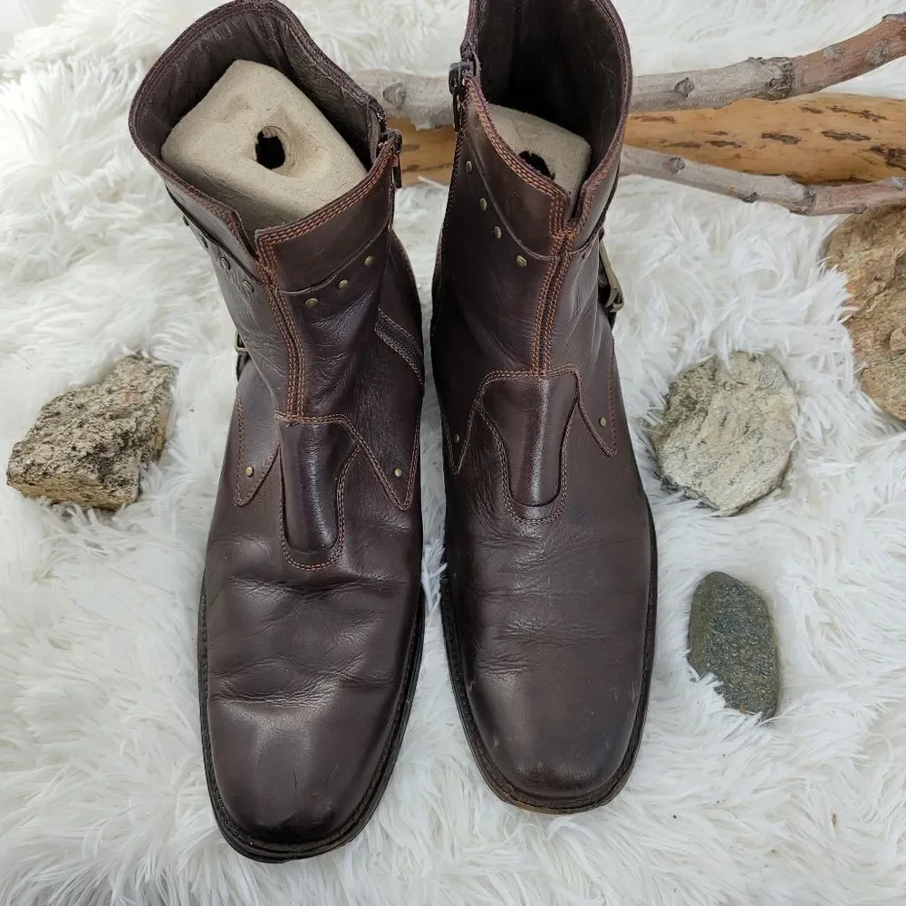 Gordon rush studded brown leather ankle boots. (K)
